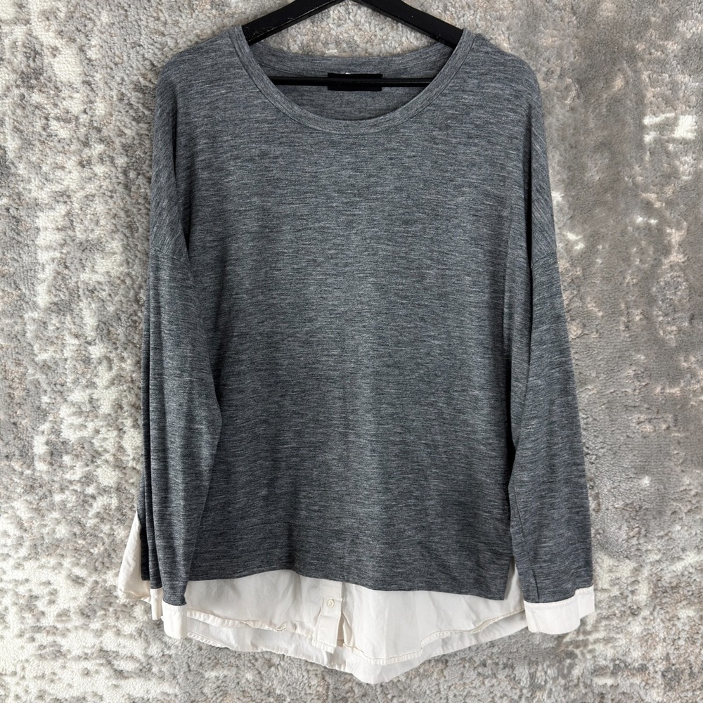Grayson Size XL‎ Minimalist Casual Top Gray Long Sleeve Pullover Shirt
